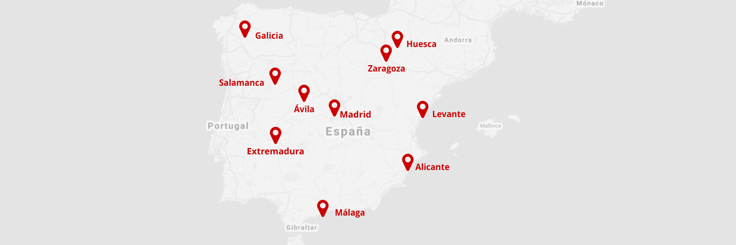 Mapa delegaciones alquiler de autobuses Avanza